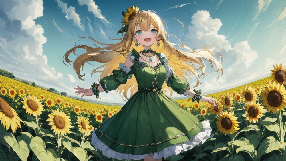向日葵畑の女の子