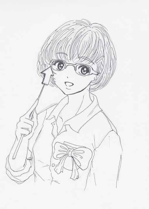 メガネ・ヘアピン・胸元リボン