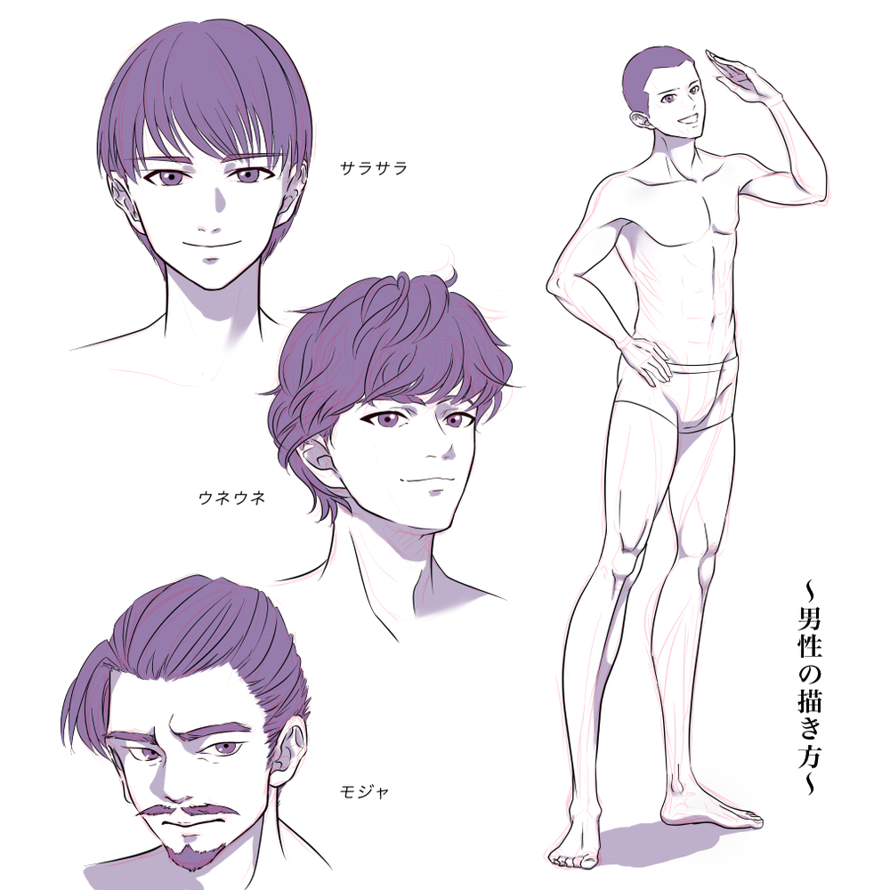 男性キャラ描き方