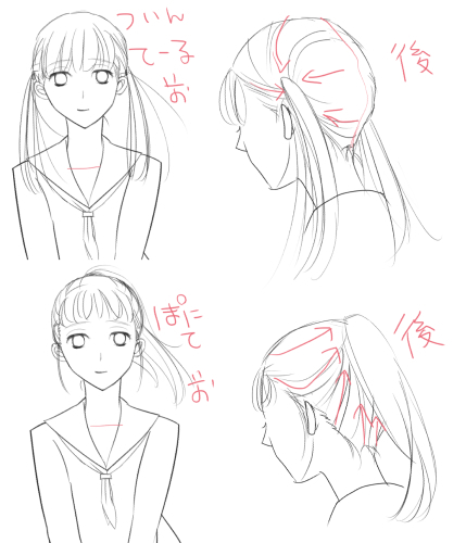 髪の描き方講座　結髪