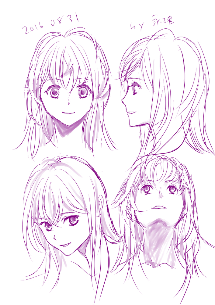 正面、横顔、あおり、俯瞰、女子