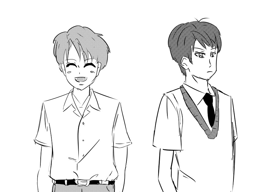 男子の制服の練習