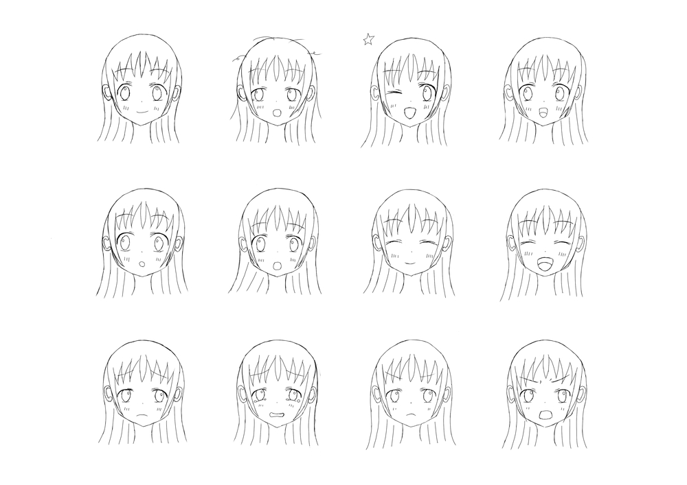 表情の練習(喜怒哀楽+驚く) 