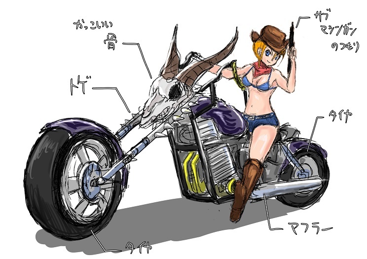 バイク乗ってる人描くヤツ