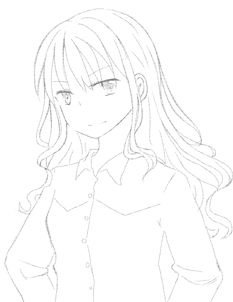 髪の描き方(ロング)