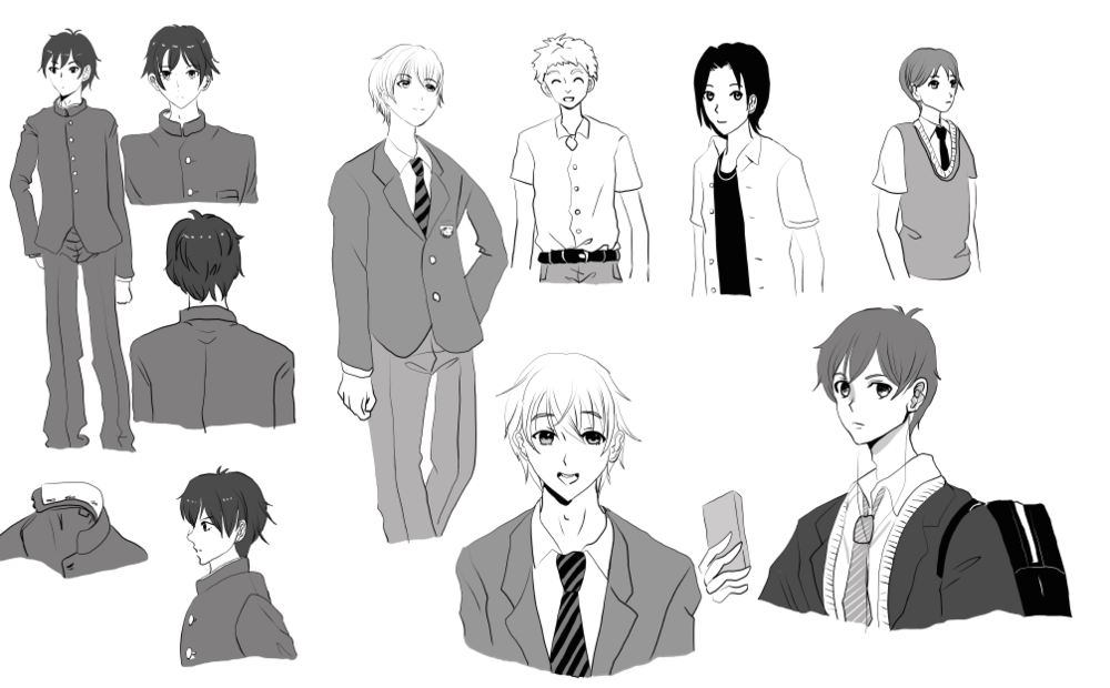男子生徒　模写