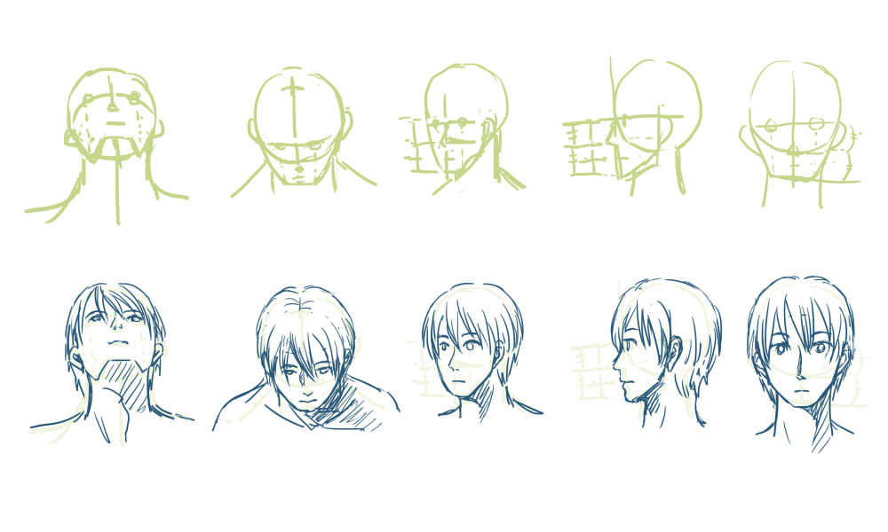 顔の向き描き分け