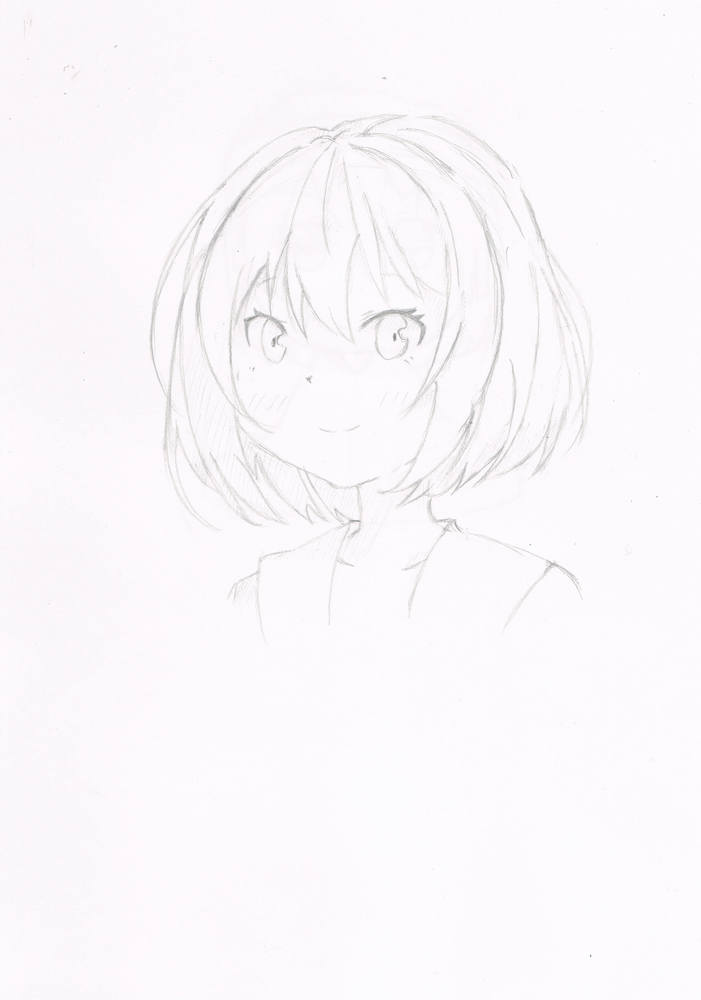 内巻きの髪　模写