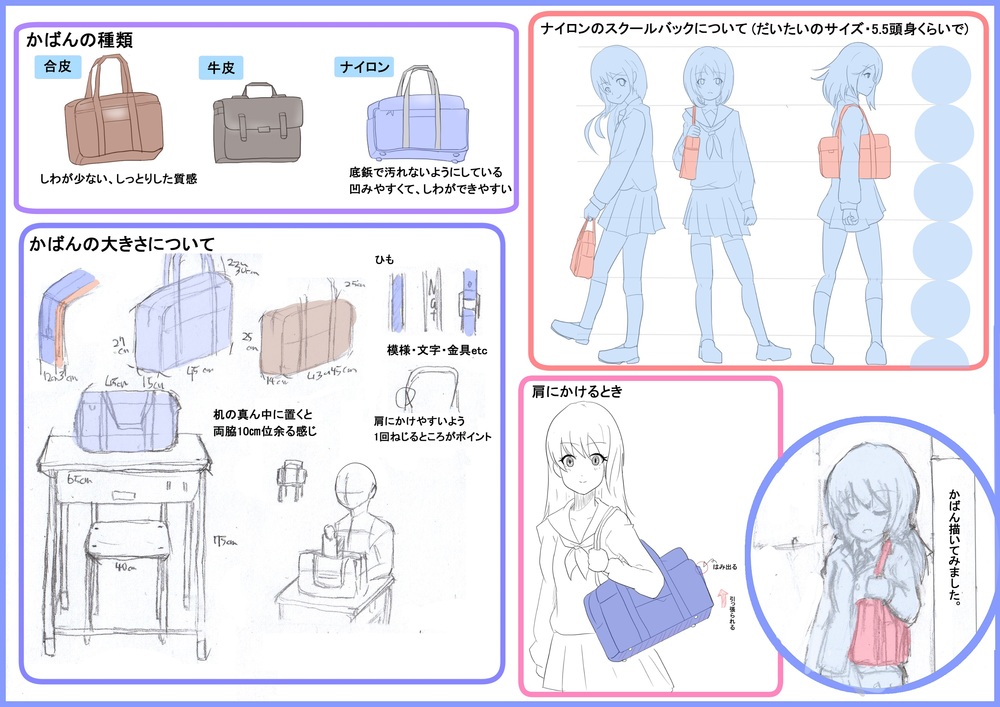 女子高生のかばんのイラレポ