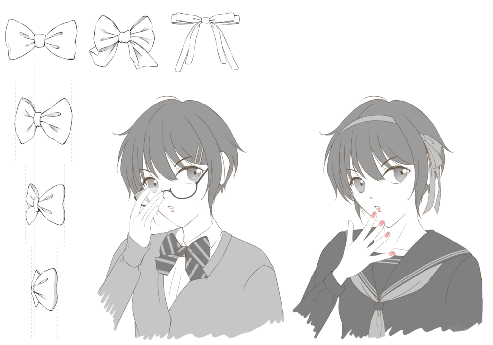 眼鏡やリボンの描き方