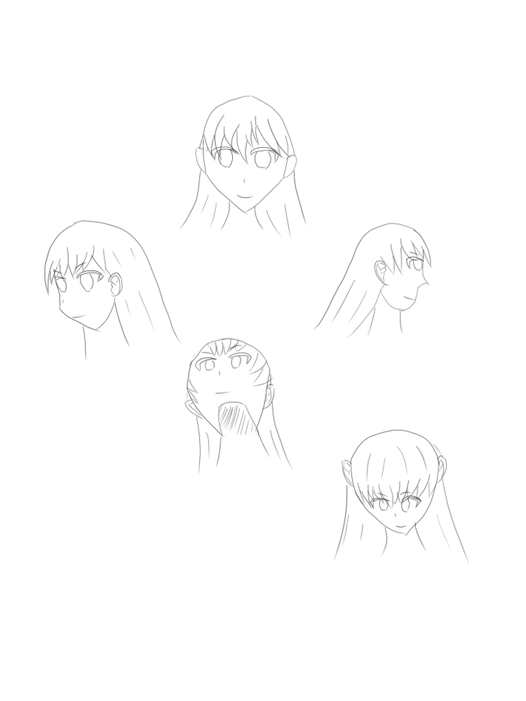アタリ利用で女性の顔を描いた