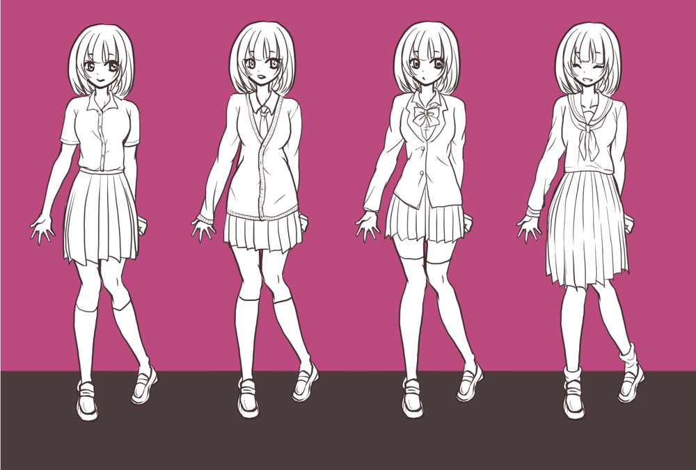 女子高生の制服の描き方講座