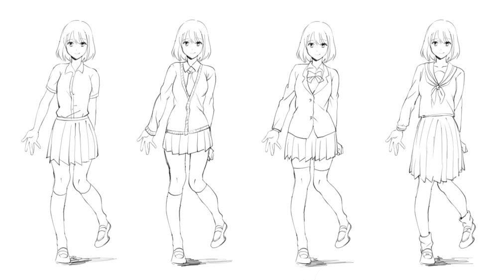 女子高生の制服の描き