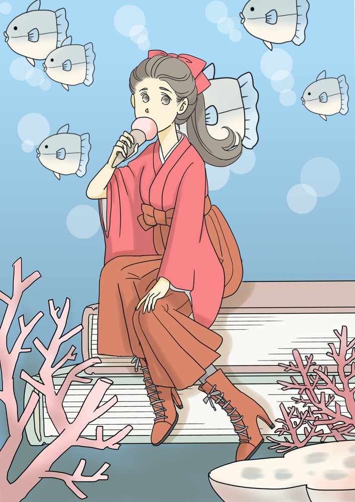 女学生+本+海洋学？
