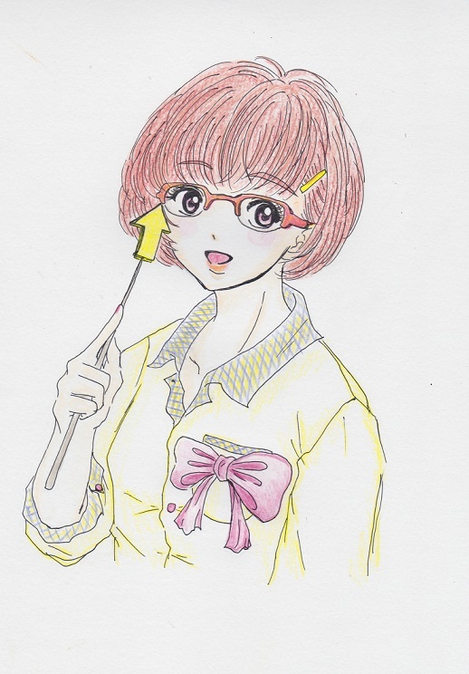 眼鏡・ヘアピン・胸元リボン色付