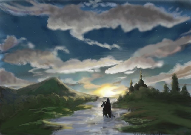 夕日と夜空の背景の描き方講座