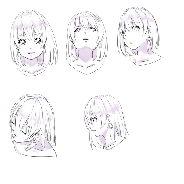 角度のついた顔とか練習