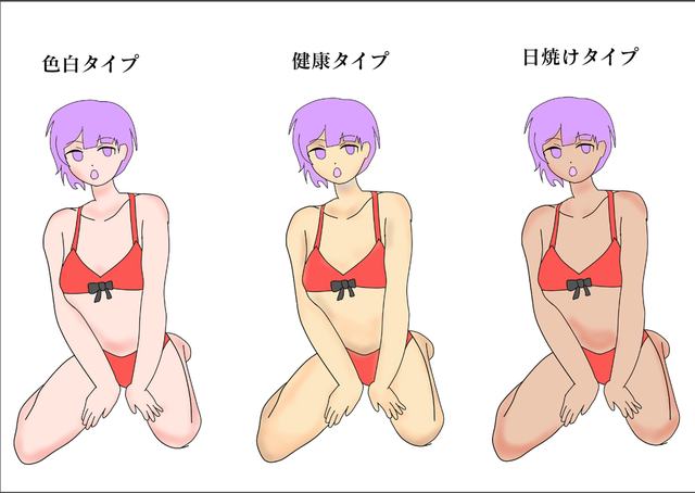 女性の肌の塗り方