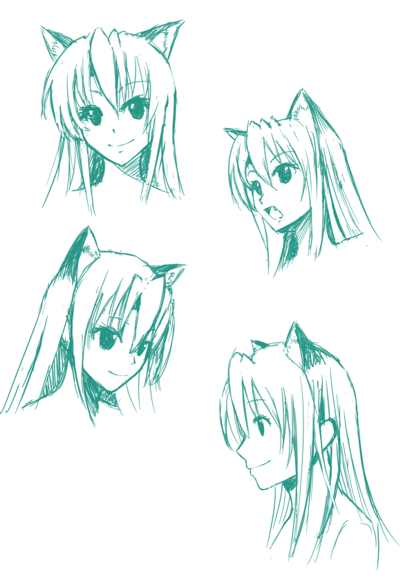 ネコミミ顔の練習