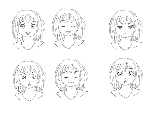 1-4表情の描き方　喜悲怒驚