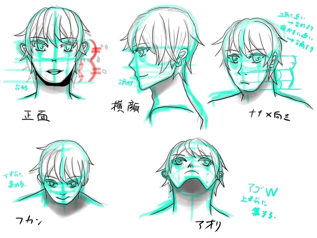 男性の顔練習