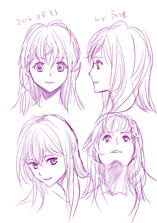 正面、横顔、あおり、俯瞰、女子