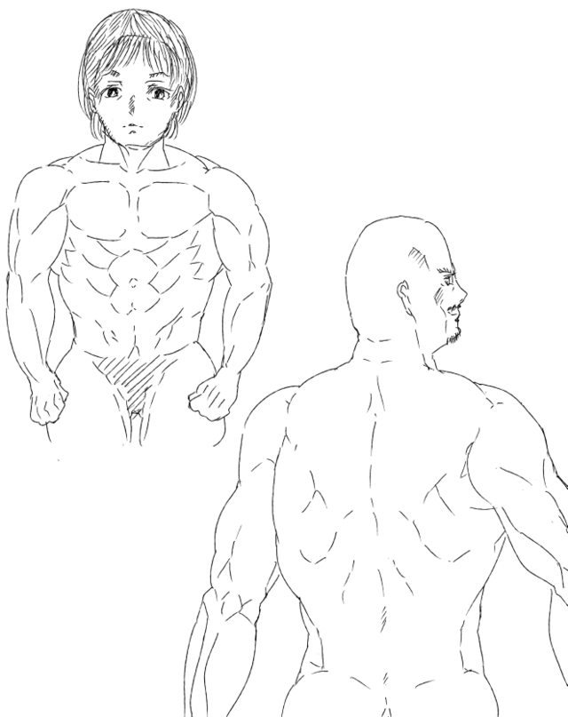 上半身の筋肉を描きたかった