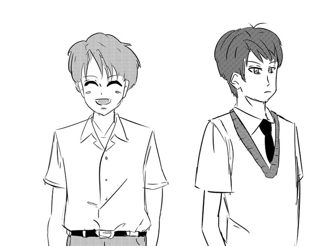 男子の制服の練習