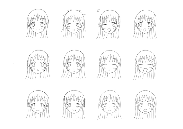 表情の練習(喜怒哀楽+驚く) 