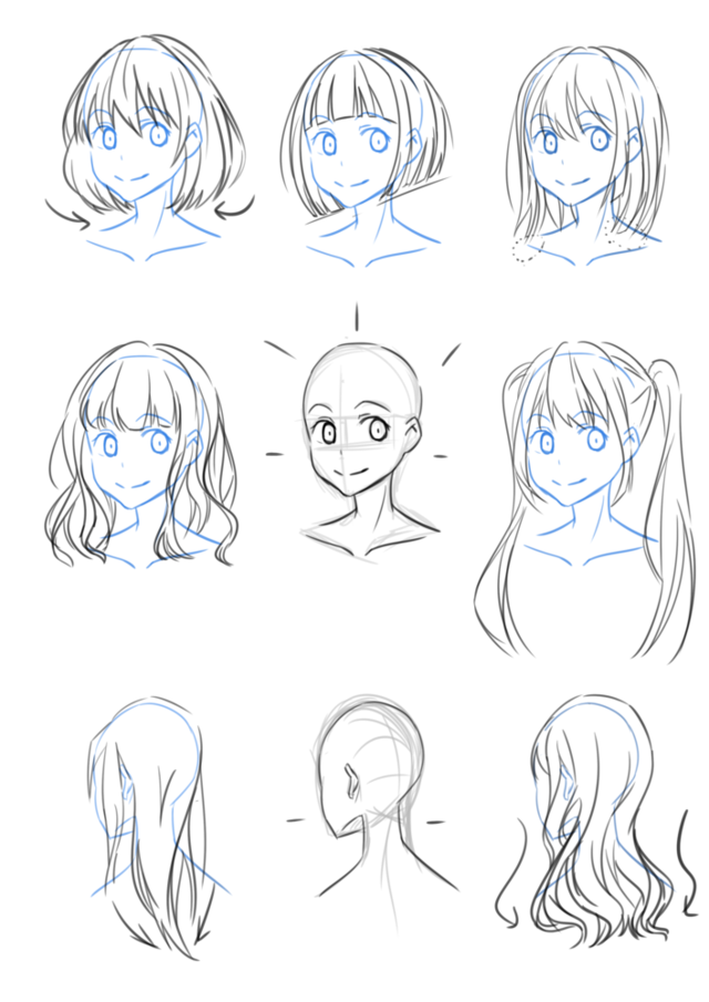 髪の描きわけ