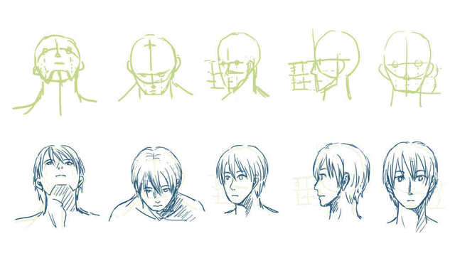顔の向き描き分け