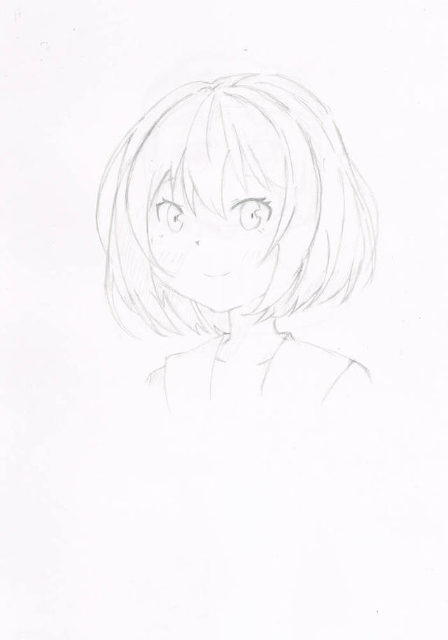 内巻きの髪　模写