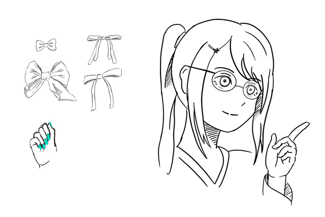 眼鏡やリボンの描き方