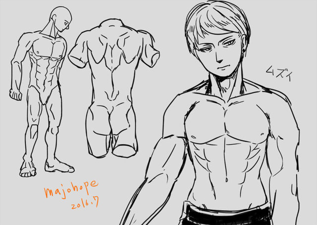 男性の体を描くッ！