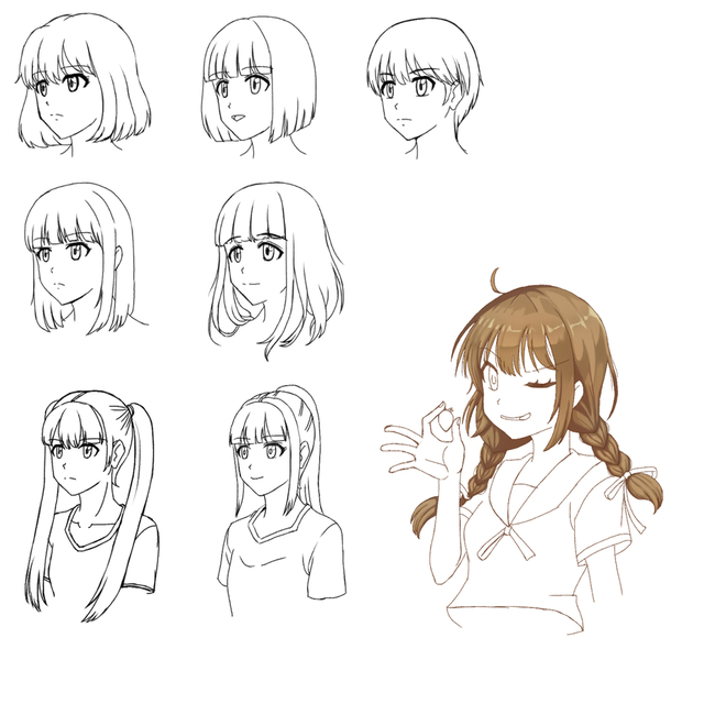 イラレポ　髪の描き方