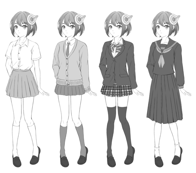女子高生の制服の描き方
