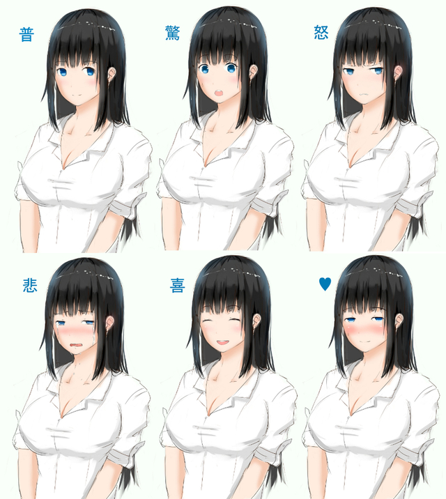 顔パーツで表情変化