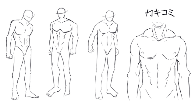 男性の体描き方レポ