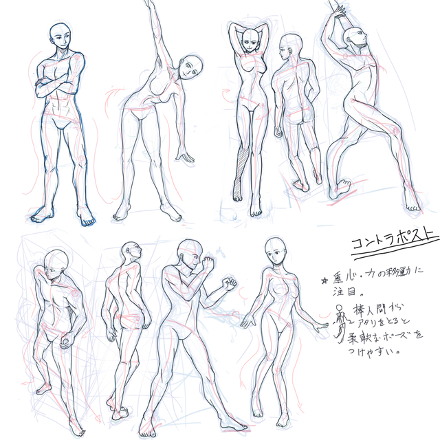コントラポストで全身の動き