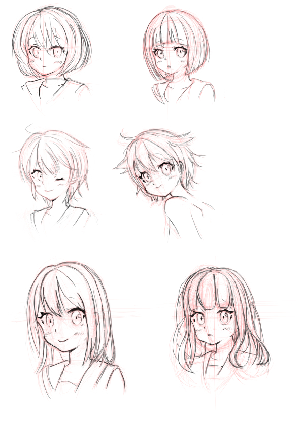 初級1-3　髪の描き方