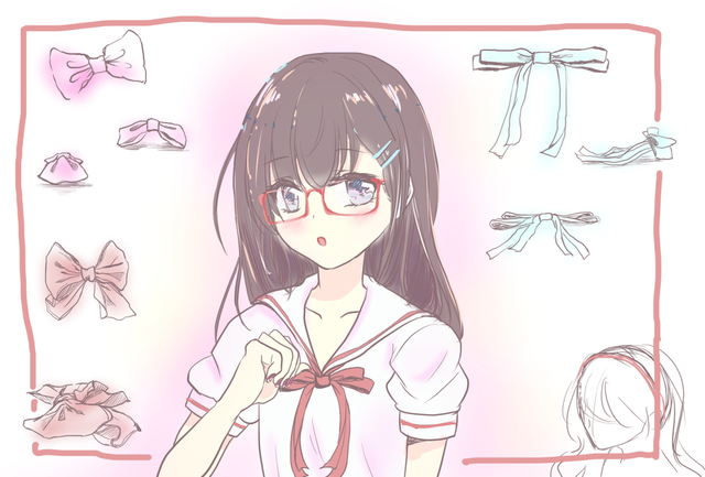 眼鏡やリボンの描き方講座