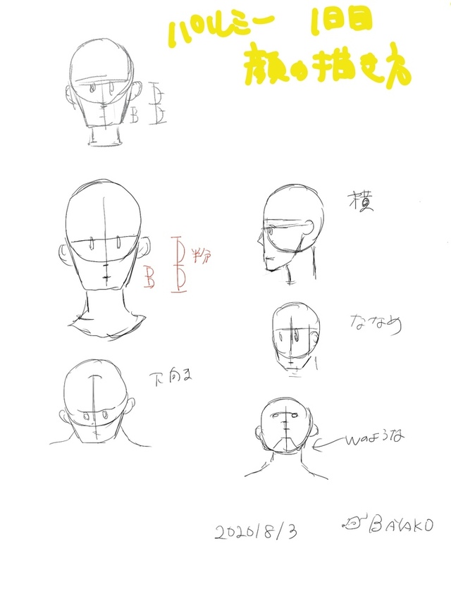 アオリの構図を描く