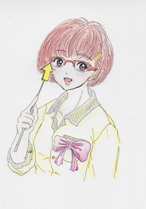 眼鏡・ヘアピン・胸元リボン色付