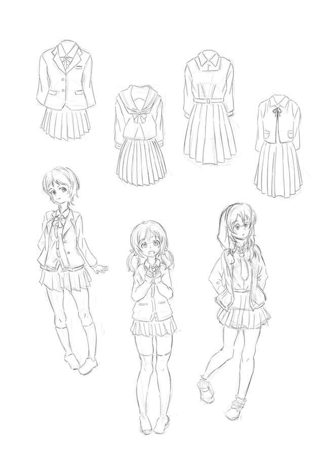 女子高生の制服の描き方